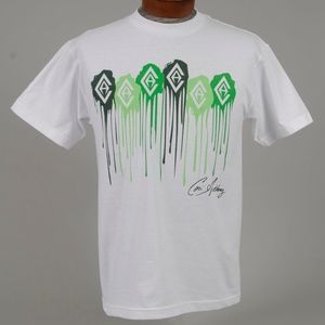 Green Dripping CA White Tshirt by Cori Anthony